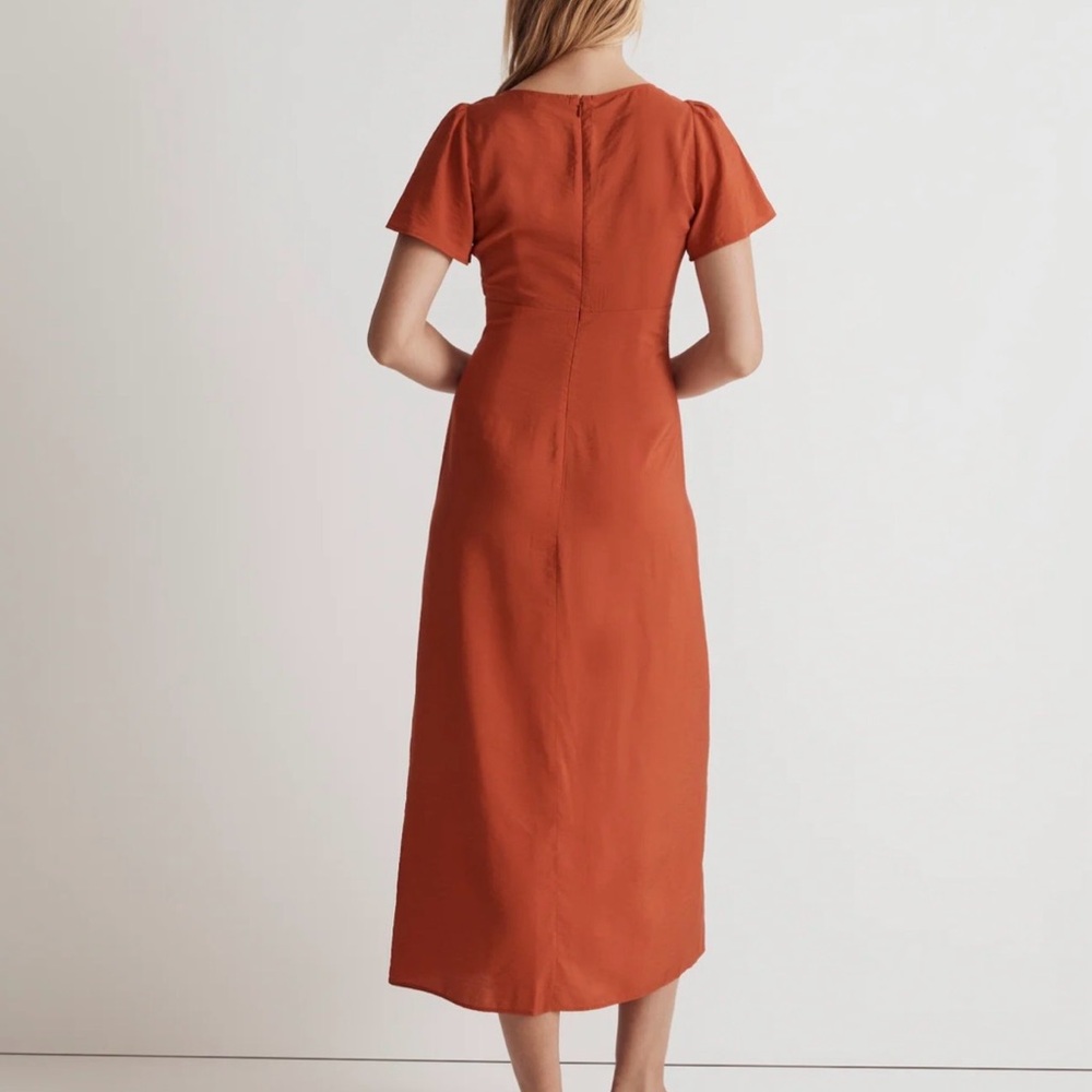 Elegant Madewell V-Neck Flutter-Sleeve Midi Dress size 10 - Picture 3 of 5